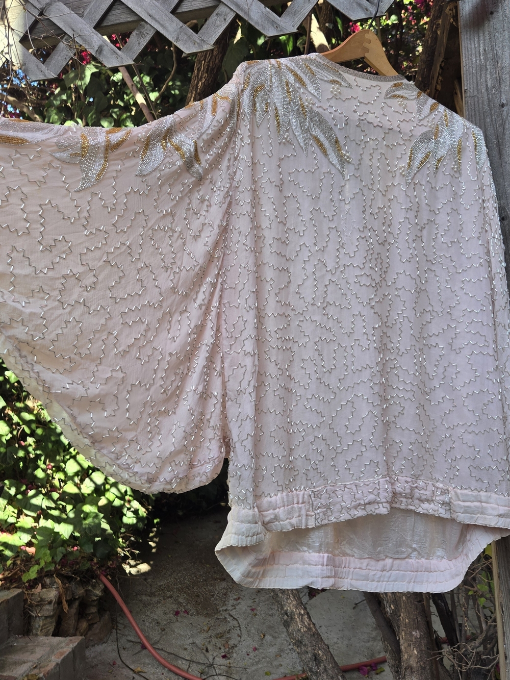 Vintage Blush Beaded Kaftan Top with Gold & Silver Embellishment Plus Size
